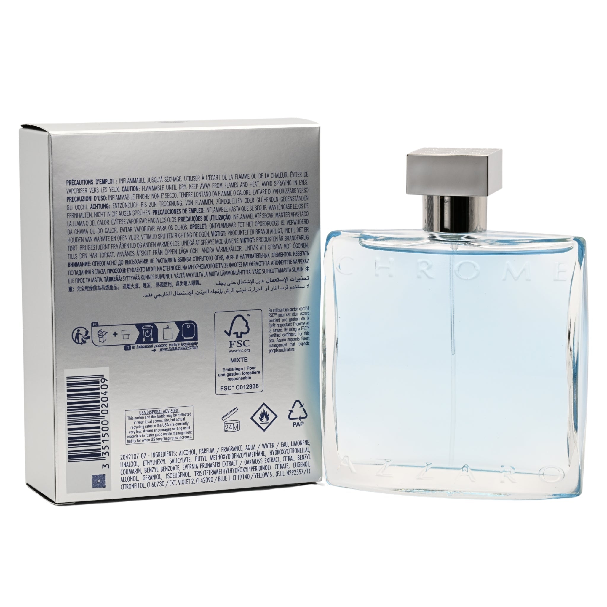 CHROME by Loris Azzaro Cologne for Men EDT 3.3 / 3.4 oz New in Box